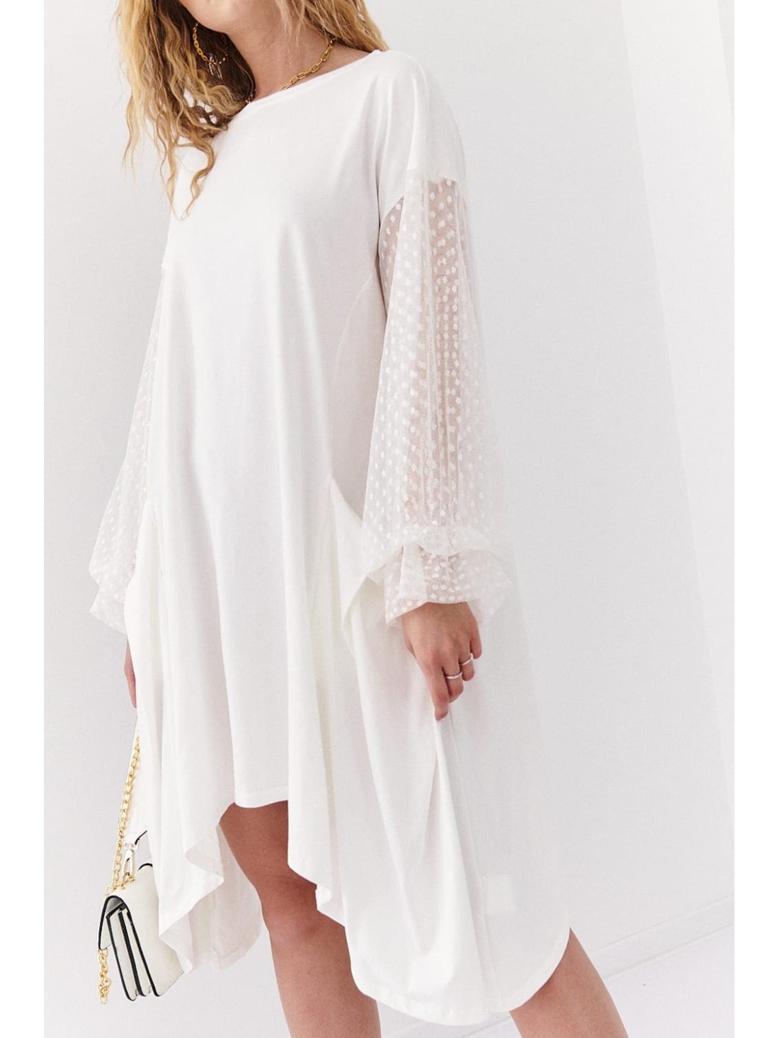 Asymmetric oversize dress with transparent sleeves ekri FK615 - Online store - Boutique